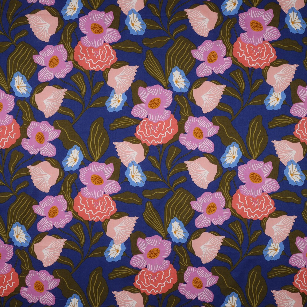 London Floral Cobalt - Cotton Voile - Nerida Hansen Verhees - The Final Stitch