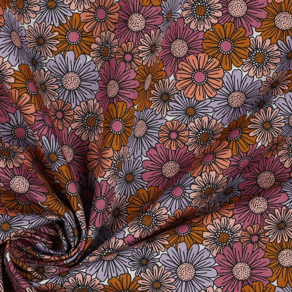 Flowers Fine Poplin - Roze Paars Zalm - Poppy - The Final Stitch