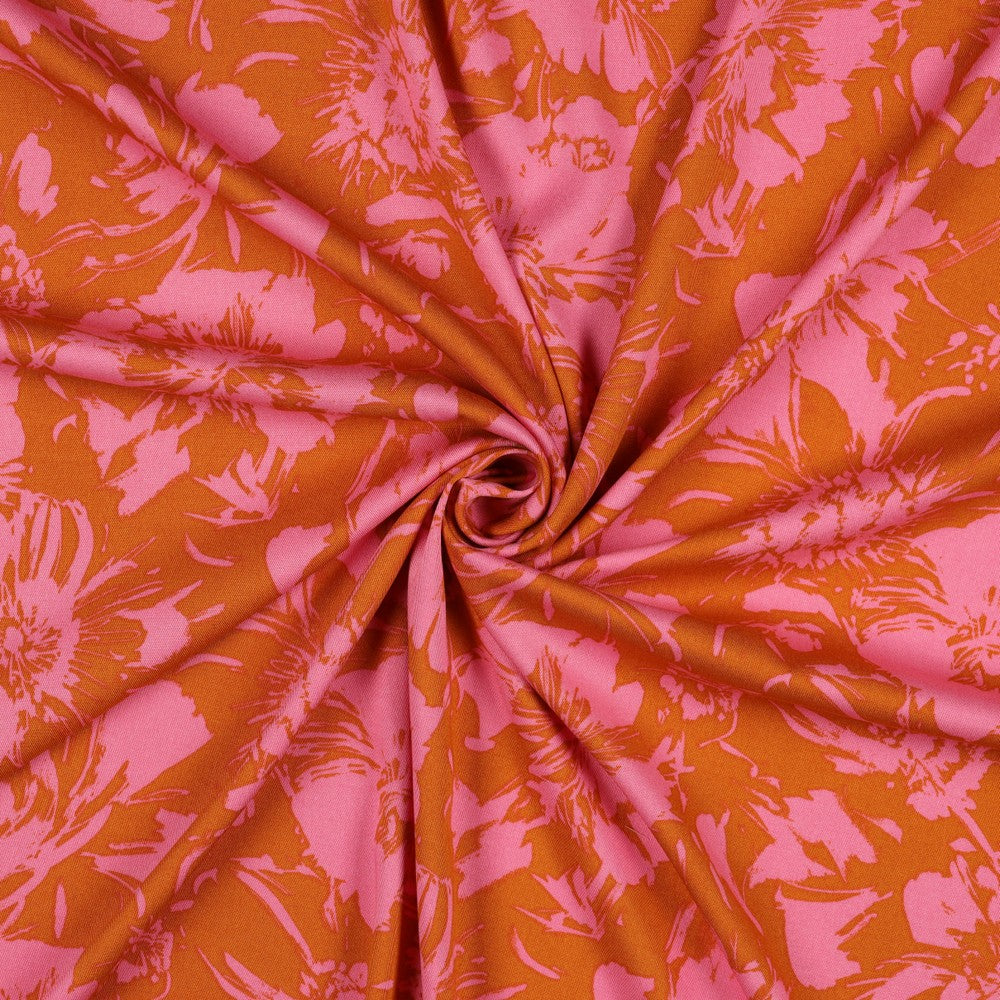 Big Flowers Pink Orange - Rosella Stretch - The Final Stitch
