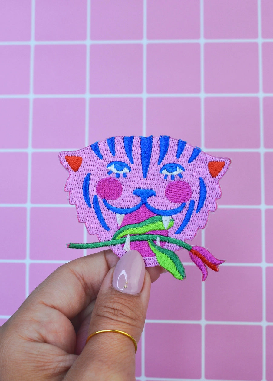 Pink Tiger Iron-On Patch - Malicieuse - The Final Stitch