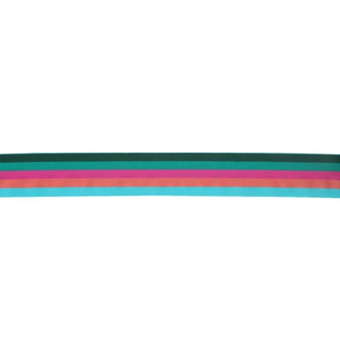 Elastiek gestreept blauw-roze-groen 32mm - The Final Stitch