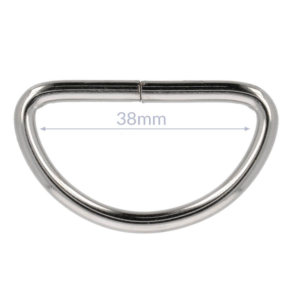 D-ring 38 mm zilver