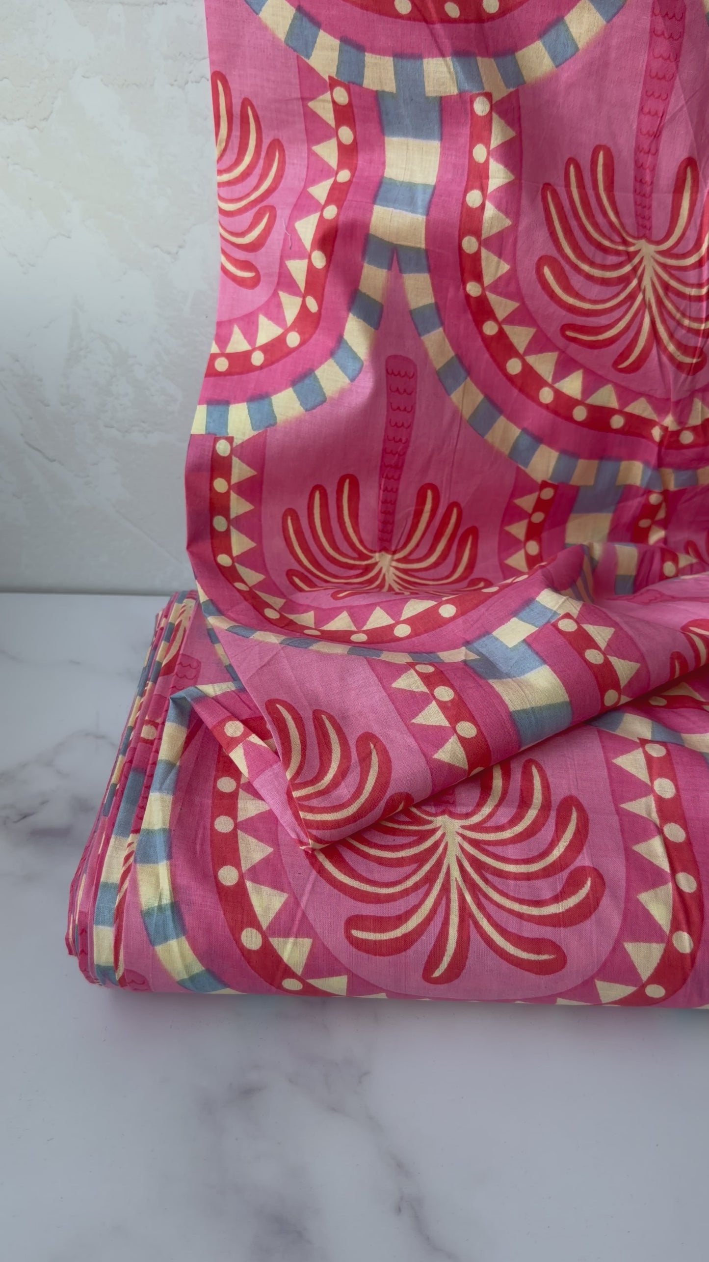 Palmbomen Roze - Indian Block Print - Cotton Voile