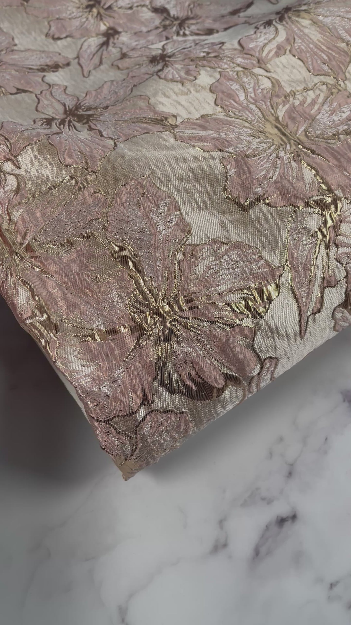 Shiny Jacquard Flowers - Dusty Pink