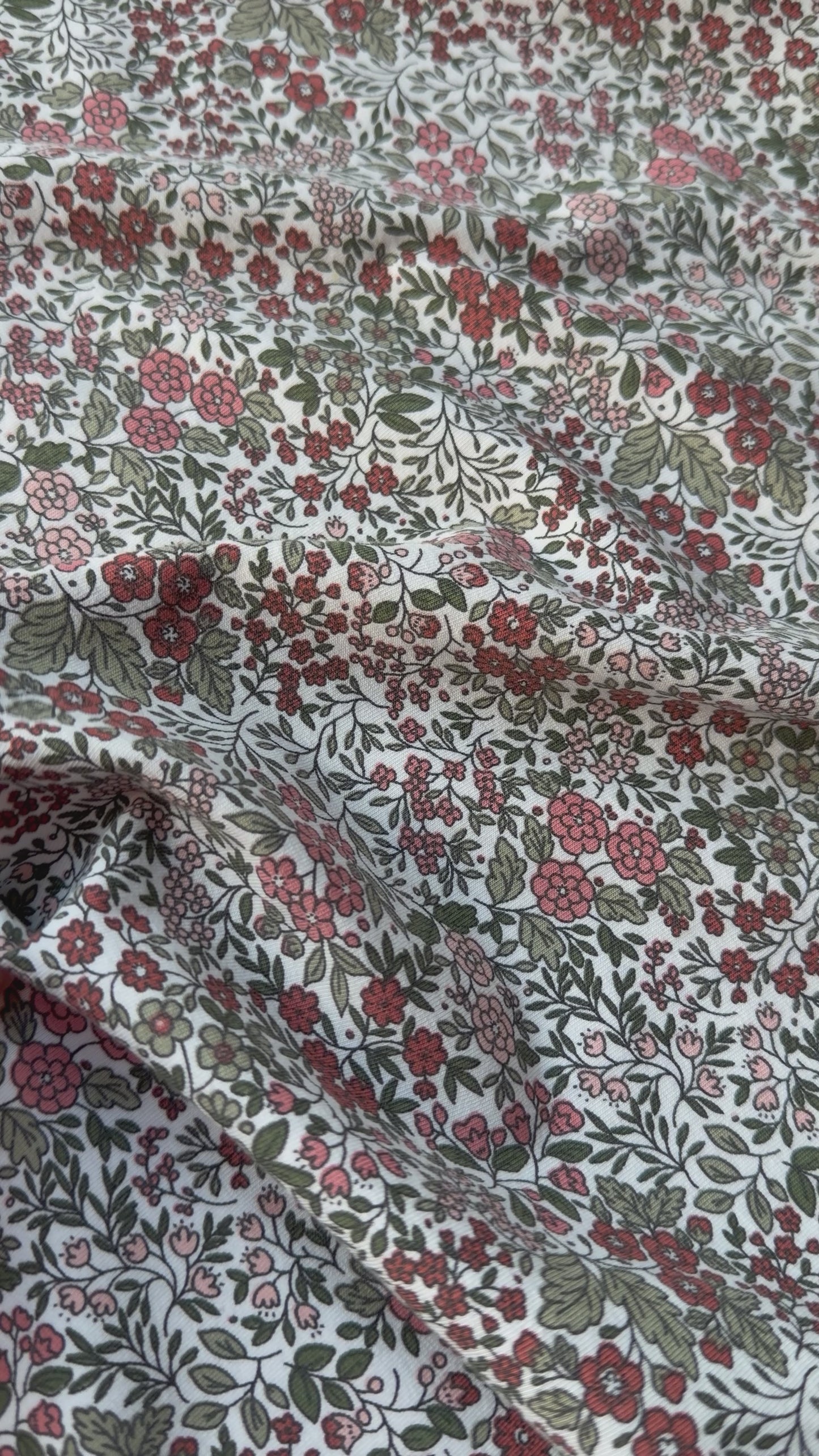 Bloemen Jersey Katoen - Gebroken wit Groen